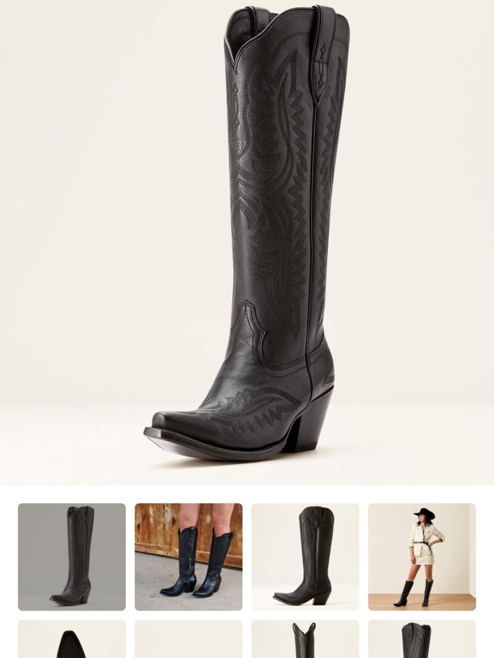 Ariat Casanova Black Embroidered Over-the-Knee Western Boots Womens 8.5